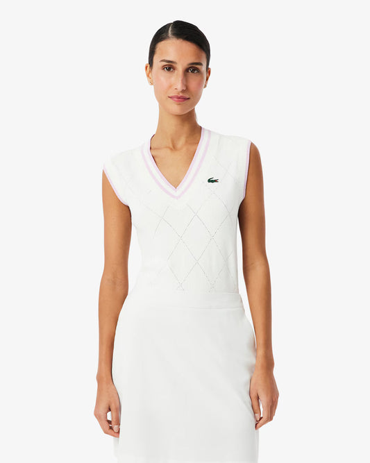Chaleco de Mujer Lacoste Neck Blanco / Malba
