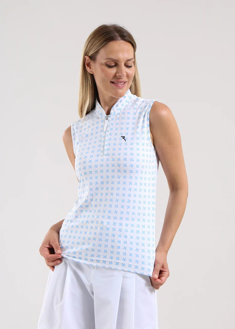 Polo de Mujer Chervo Antigua Blanco / Celeste