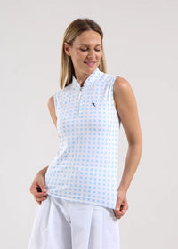 Polo de Mujer Chervo Antigua Blanco / Celeste