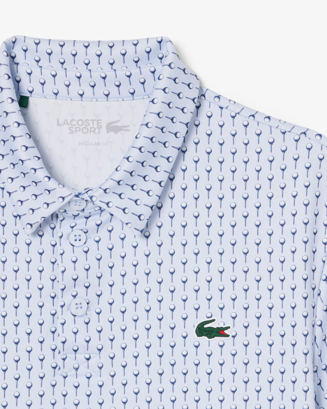 Polo Lacoste Performance Print Celeste / Blanco