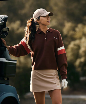 compare product JERSEY MACADE LITE KNIT POLO SWEATER